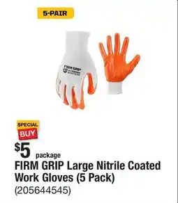 The Home Depot FIRM GRIP Large Nitrile Coated Work Gloves (5 Pack) offer