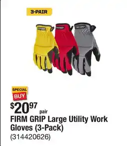 The Home Depot FIRM GRIP Large Utility Work Gloves (3-Pack) offer