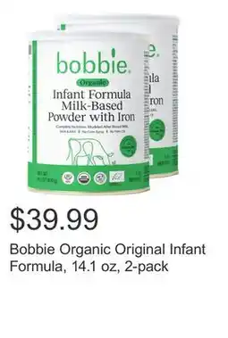 Costco Bobbie Organic Original Infant Formula, 14.1 oz, 2-pack offer