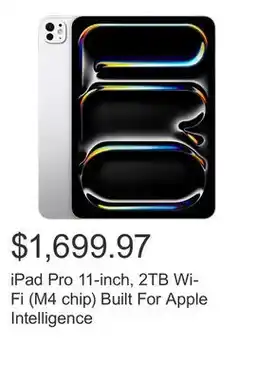 Costco iPad Pro 11-inch, 2TB Wi-Fi (M4 chip) Built For Apple Intelligence offer