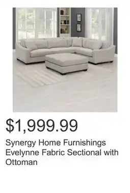 Costco Synergy Home Furnishings Evelynne Fabric Sectional with Ottoman offer
