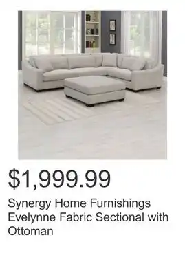 Costco Synergy Home Furnishings Evelynne Fabric Sectional with Ottoman offer
