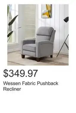 Costco Wessen Fabric Pushback Recliner offer