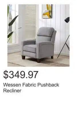 Costco Wessen Fabric Pushback Recliner offer