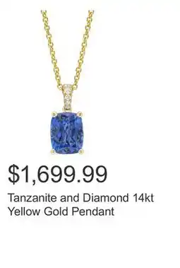 Costco Tanzanite and Diamond 14kt Yellow Gold Pendant offer