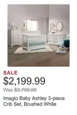 Costco Imagio Baby Ashley 3-piece Crib Set, Brushed White offer