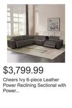 Costco Cheers Ivy 6-piece Leather Power Reclining Sectional with Power Headrests offer