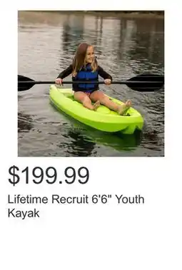 Costco Lifetime Recruit 6'6 Youth Kayak offer