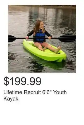 Costco Lifetime Recruit 6'6 Youth Kayak offer
