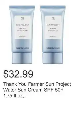 Costco Thank You Farmer Sun Project Water Sun Cream SPF 50+ 1.75 fl oz, 2-pack offer