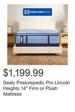 Costco Sealy Posturepedic Pro Lincoln Heights 14 Firm or Plush Mattress offer
