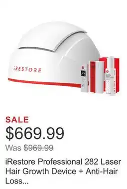 Costco iRestore Professional 282 Laser Hair Growth Device + Anti-Hair Loss Serum offer