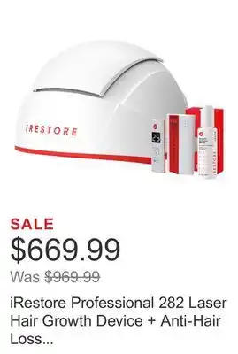 Costco iRestore Professional 282 Laser Hair Growth Device + Anti-Hair Loss Serum offer