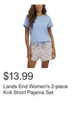 Costco Lands End Women's 2-piece Knit Short Pajama Set offer