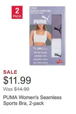 Costco PUMA Women's Seamless Sports Bra, 2-pack offer