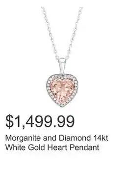 Costco Morganite and Diamond 14kt White Gold Heart Pendant offer