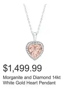 Costco Morganite and Diamond 14kt White Gold Heart Pendant offer