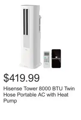 Costco Hisense Tower 8000 BTU Twin Hose Portable AC with Heat Pump offer