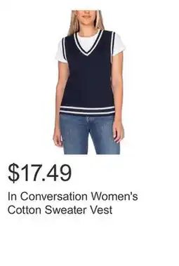 Costco In Conversation Women's Cotton Sweater Vest offer