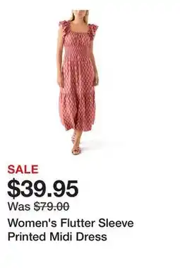 Belk Women's Flutter Sleeve Printed Midi Dress offer