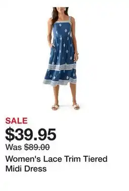Belk Women's Lace Trim Tiered Midi Dress offer