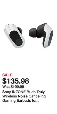 Game Stop Sony INZONE Buds Truly Wireless Noise Canceling Gaming Earbuds for PlayStation 5 and PC - White offer