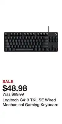 Game Stop Logitech G413 TKL SE Wired Mechanical Gaming Keyboard offer