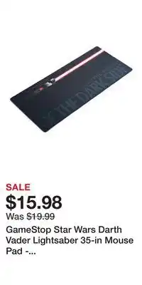 Game Stop GameStop Star Wars Darth Vader Lightsaber 35-in Mouse Pad - GameStop Exclusive offer