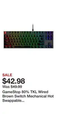Game Stop GameStop 80% TKL Wired Brown Switch Mechanical Hot Swappable Keyboard - Black offer