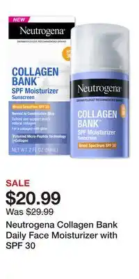 Ulta Beauty Neutrogena Collagen Bank Daily Face Moisturizer with SPF 30 offer