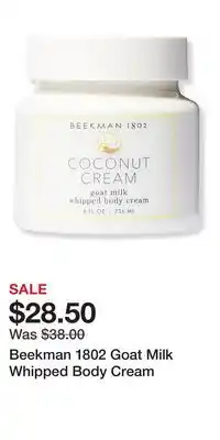 Ulta Beauty Beekman 1802 Goat Milk Whipped Body Cream offer