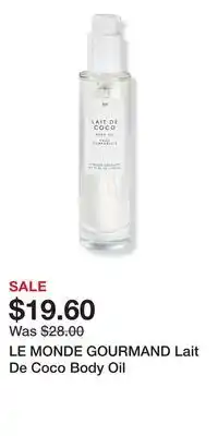 Ulta Beauty LE MONDE GOURMAND Lait De Coco Body Oil offer