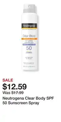 Ulta Beauty Neutrogena Clear Body SPF 50 Sunscreen Spray offer
