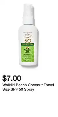 Bath & Body Works Waikiki Beach Coconut Travel Size SPF 50 Spray offer