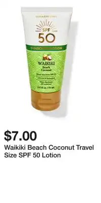 Bath & Body Works Waikiki Beach Coconut Travel Size SPF 50 Lotion offer