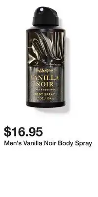 Bath & Body Works Men's Vanilla Noir Body Spray offer