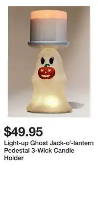 Bath & Body Works Light-up Ghost Jack-o'-lantern Pedestal 3-Wick Candle Holder offer