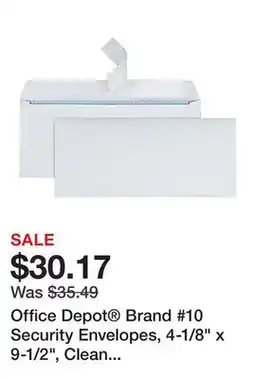 Office Depot Office Depot Brand #10 Security Envelopes, 4-1/8 x 9-1/2, Clean Seal, White, Box Of 500 offer