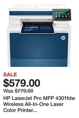 Office Depot HP LaserJet Pro MFP 4301fdw Wireless All-In-One Laser Color Printer (4RA82F) offer