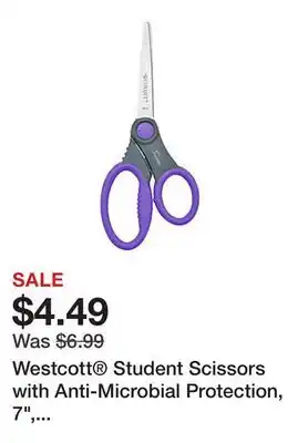 Office Depot Westcott Student Scissors with Anti-Microbial Protection, 7, Pointed, Assorted Colors offer