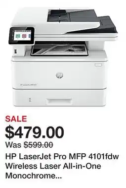 Office Depot HP LaserJet Pro MFP 4101fdw Wireless Laser All-in-One Monochrome Printer offer