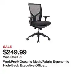 Office Depot WorkPro Oceanic Mesh/Fabric Ergonomic High-Back Executive Office Chair, Black, BIFMA Compliant offer