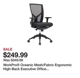 Office Depot WorkPro Oceanic Mesh/Fabric Ergonomic High-Back Executive Office Chair, Black, BIFMA Compliant offer