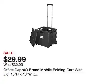 Office Depot Office Depot Brand Mobile Folding Cart With Lid, 16H x 18W x 15D, Black offer