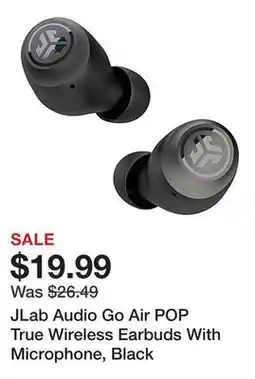 Office Depot JLab Audio Go Air POP True Wireless Earbuds With Microphone, Black offer