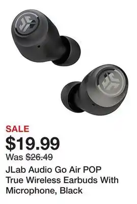 Office Depot JLab Audio Go Air POP True Wireless Earbuds With Microphone, Black offer