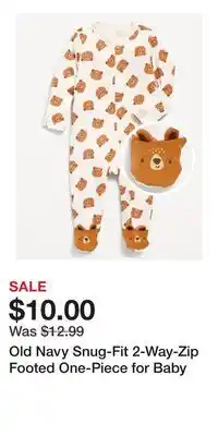 Old Navy Old Navy Snug-Fit 2-Way-Zip Footed One-Piece for Baby offer