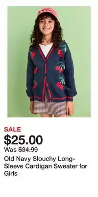 Old Navy Old Navy Slouchy Long-Sleeve Cardigan Sweater for Girls offer