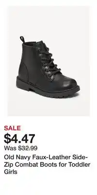 Old Navy Old Navy Faux-Leather Side-Zip Combat Boots for Toddler Girls offer