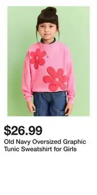 Old Navy Old Navy Oversized Graphic Tunic Sweatshirt for Girls offer